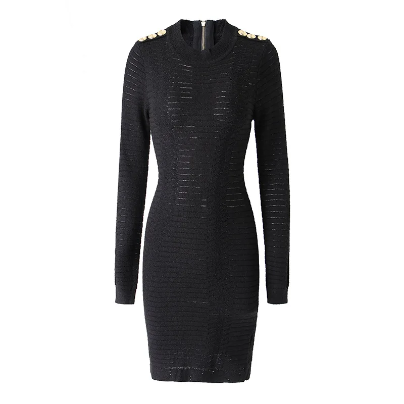 

2022 fall autumn women fashion knitted dress casual long sleeve back zipper knit sweater dress round neck knit dresses