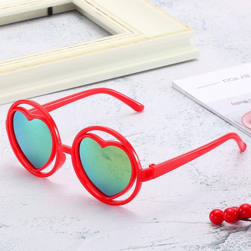 

RENNES Hot selling kids sunglasses wholesale PC material colorful fashion round frame hollow love color film children sunglasses, Choose