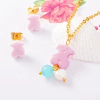 

stainless 316L Stainless Steel Necklace And Earring Luxury Gold Plated Jewelry Set