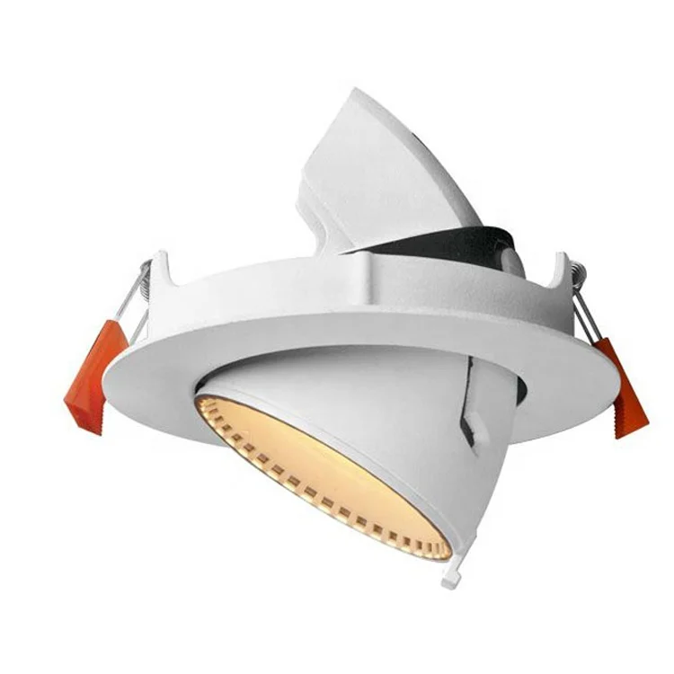 Recessed adjustable 8W15W 30W 40W cob led gimbal tiltable grille down light for projects commercial