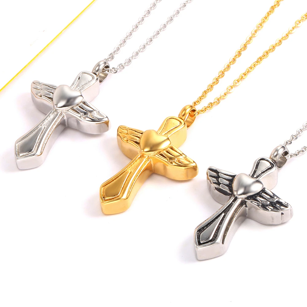 

Commemorative Urn Pet Cremation Ashes Perfume Bottle Jewelry Series Infinity Cross Wing Necklace