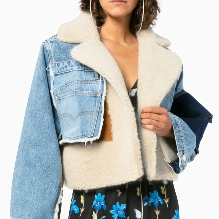 

chaqueta de jean con piel Fur with Jacket Jeans Jacket Coats Women Denim Outfit Thick denim Lamb Fur Coat Jacket for women 2021, Black