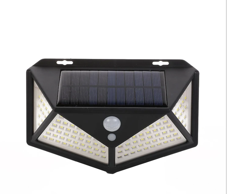 Large four sided luminous powered outdoor garden wall mounted 114 led lights solar with charge & discharge protection