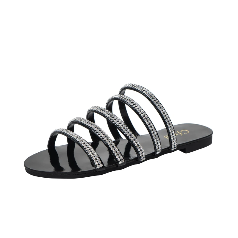 

2021 Fashionable Diamond Flat Slippers for women