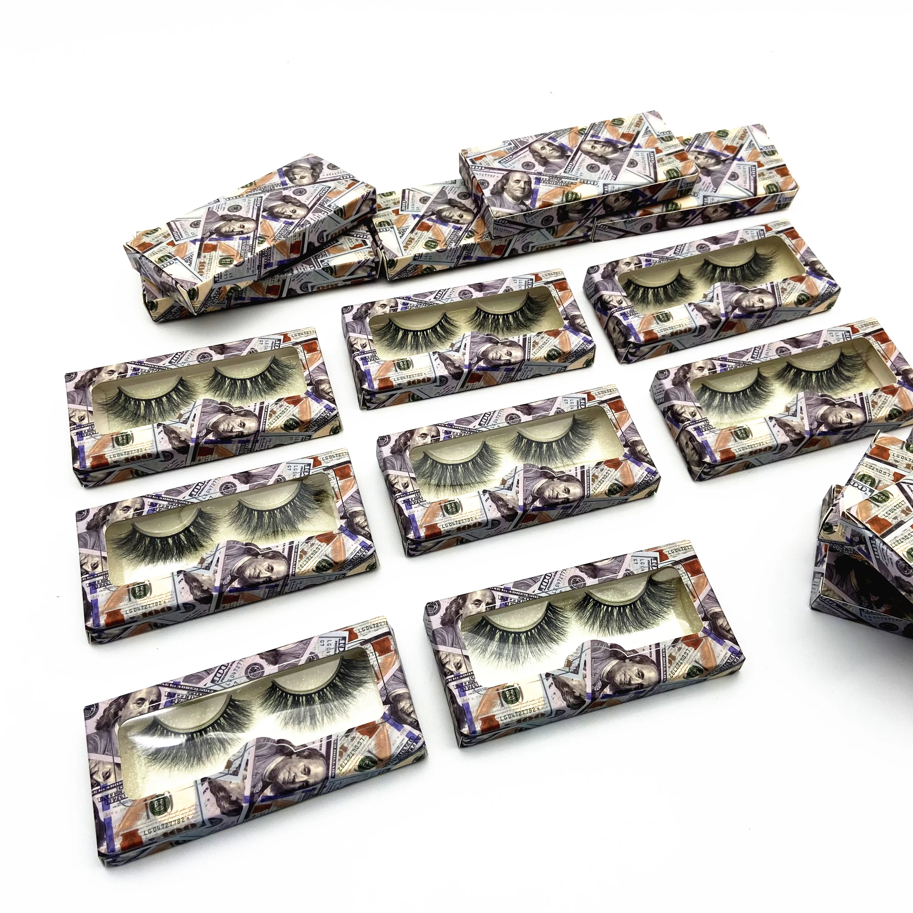

2021 new 100$ eyelash box free logo 3d mink eye lashes, Natural color