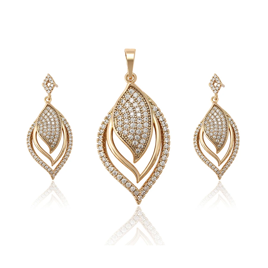 

65593 Xuping Ladies fashion gold jewelry set hot sale set, White