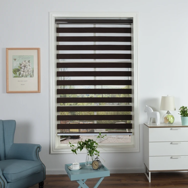 Factory price European pleated style black zebra roller blinds curtain shades