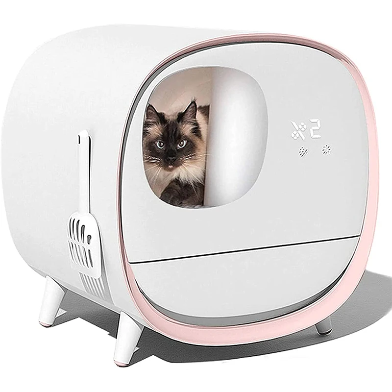 

Hot Sale Cat Toilet Self Cleaning Anti-splash Fully Enclosed Auto Cat Litter Box, White/pink/blue