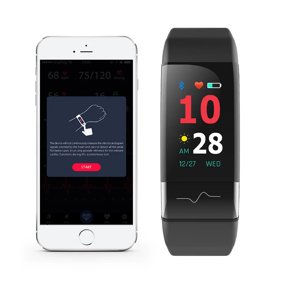 

J-Style 1790 New Wearfit 2.0 Heart Rate Monitor ECG Smart Bracelet Temperature, Black,red or as your custom