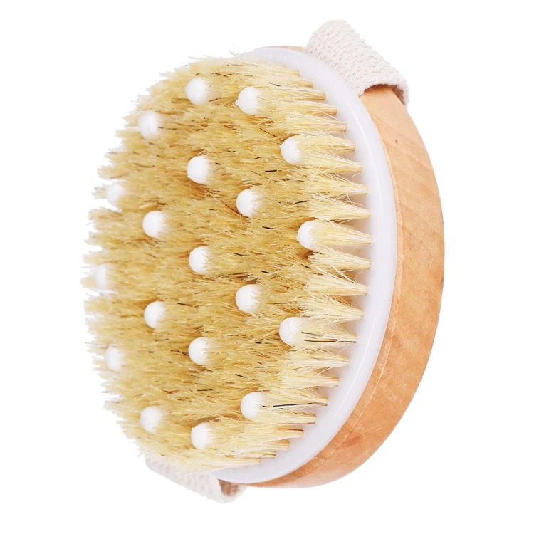 

Wet Dry Body Brush Natural Bristle Brushes Exfoliating Deep Cleaning Shower Brushing Body Scrubber for Women Men Bath Skin Brush