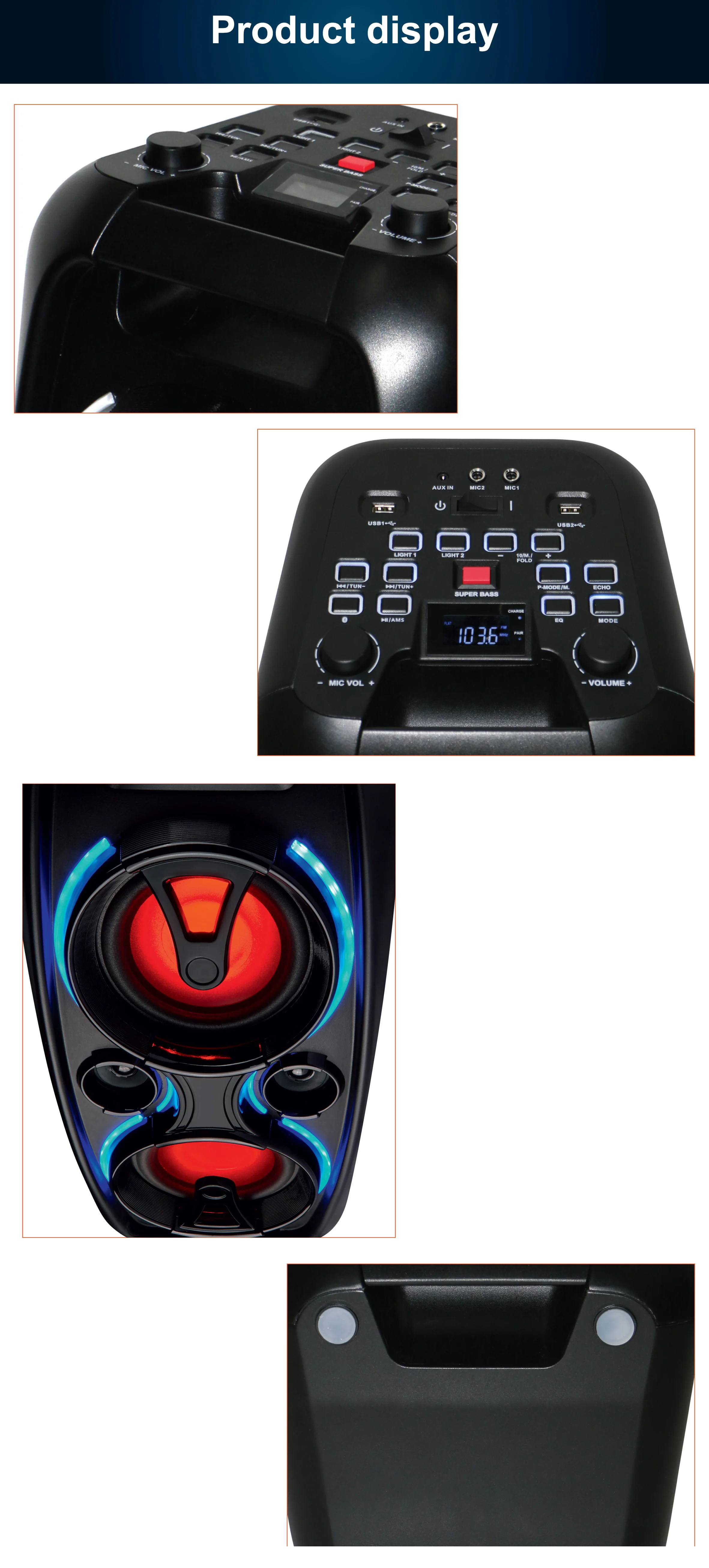 hot selling Double 10 inch speaker trolley portable speaker outdoor portable bluetooth party speaker with led - ANKUX.COM