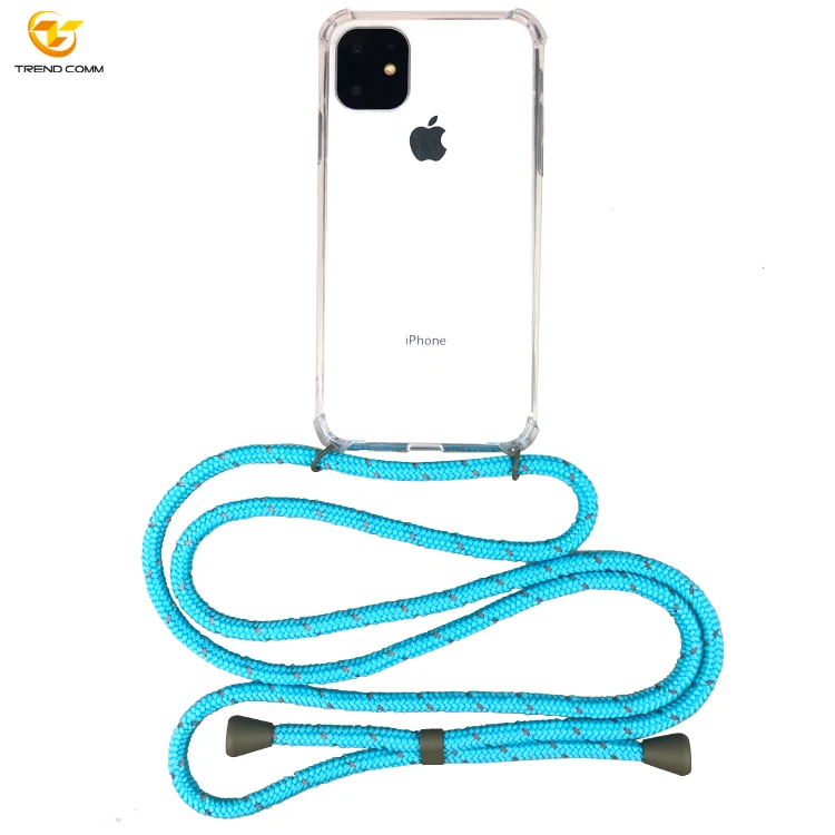 

Reflective Color Crossbody Strap Shockproof TPU+PC Case For iPhone 11/12 Pro Max
