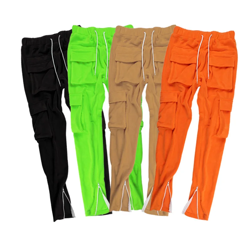 

Latest Street Style Men Sweat Pants Zipper Cuffs Men's Trousers Slim Fit 6 Pockets Trousers