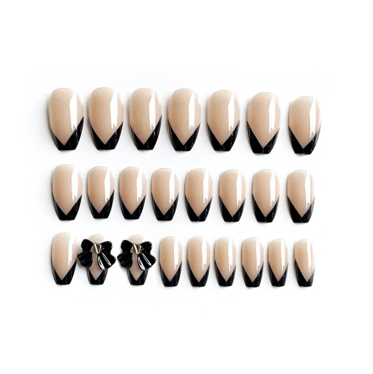 

Black bow press on nail supplies trendy press on nails reusable false nails