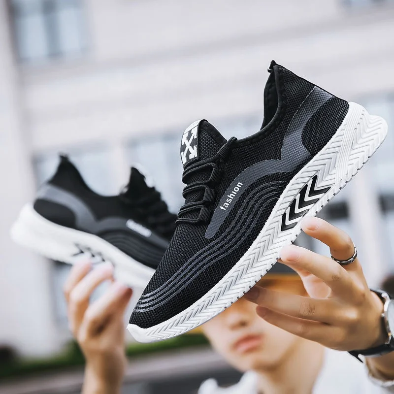 

New platform sneakers flying woven breathable casual sports shoes in sialkot men's trend mesh mens running shoes sport wholesale, Picture showed