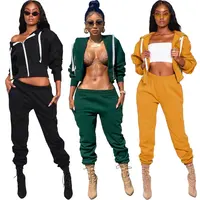 

Womens 2 Piece Outfits Long Sleeve Full Zip Hoodie Jacket Sweatsuit Joggers Sportswear Tracksuit Set with Pocket