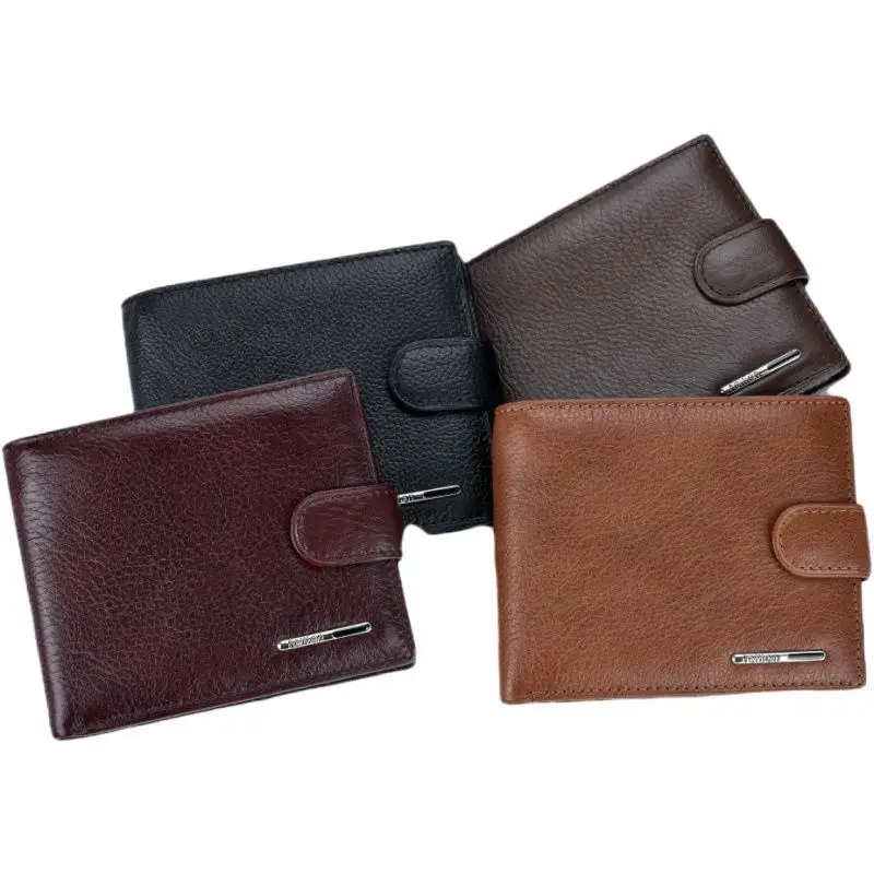 

Wholesale soft purses genuine leather men coin leather card bag wallet minimalist Hasp wallet