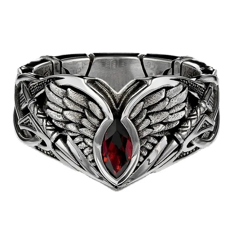 

New arrival Evils eye fallen angel fashion mens ring, Silver color