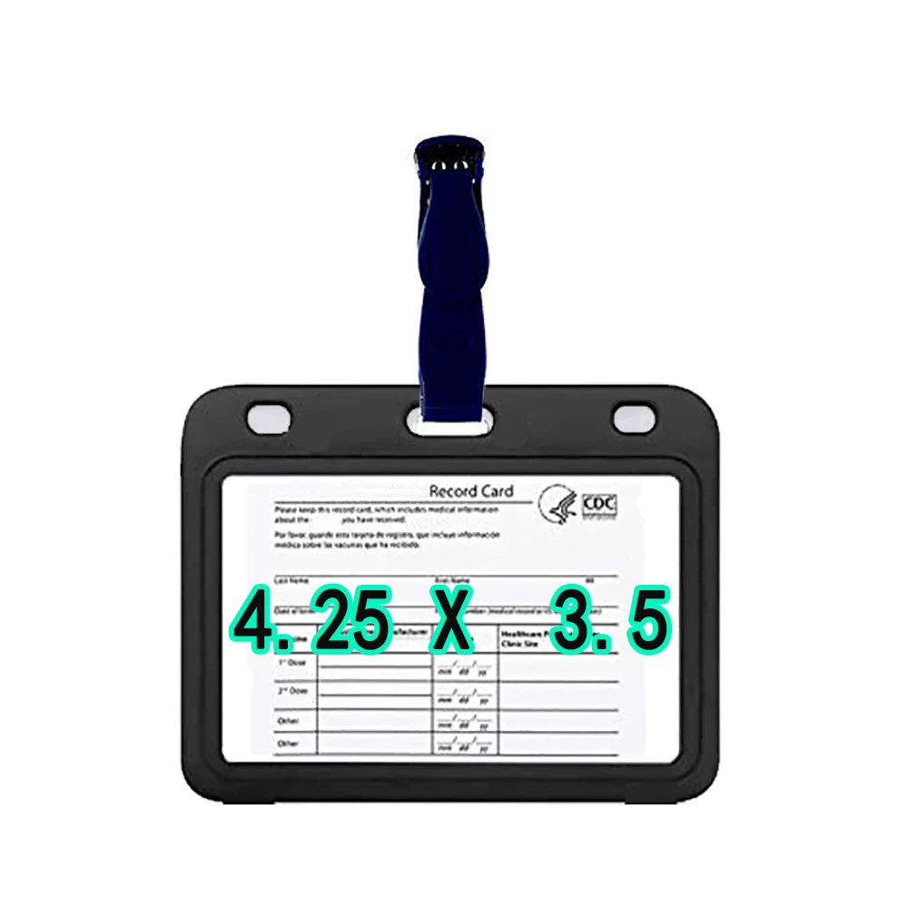 

4.25*3.5 inch American standard Protective card holder thicker PU leather card holder with lanyard, Black