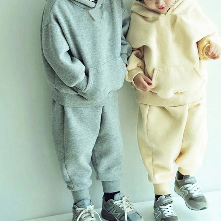 

Cheap Thick Fleece sweater Tracksuit Sports Hoodie Kids Outfit Sportswear Suit Baby Boy Clothing Sets kids clothing set