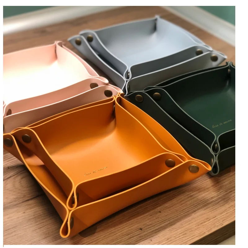 

YY Ready stock Leather Tray Organizer Dice Tray Jewelry Lipsticks Suppliers Coins for Key Office, Custom color