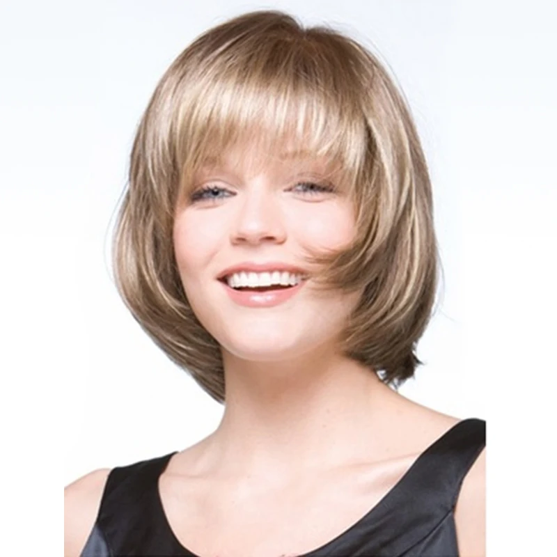 

New Ombre Blonde Dark Rooted Color Straight Bob Lace Front Wig Rose Net Frontal Wigs, Gold ombre