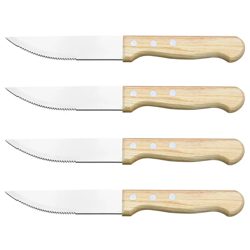 

Yangjiang factory 4pcs stainless steel steak knife set with wooden handle