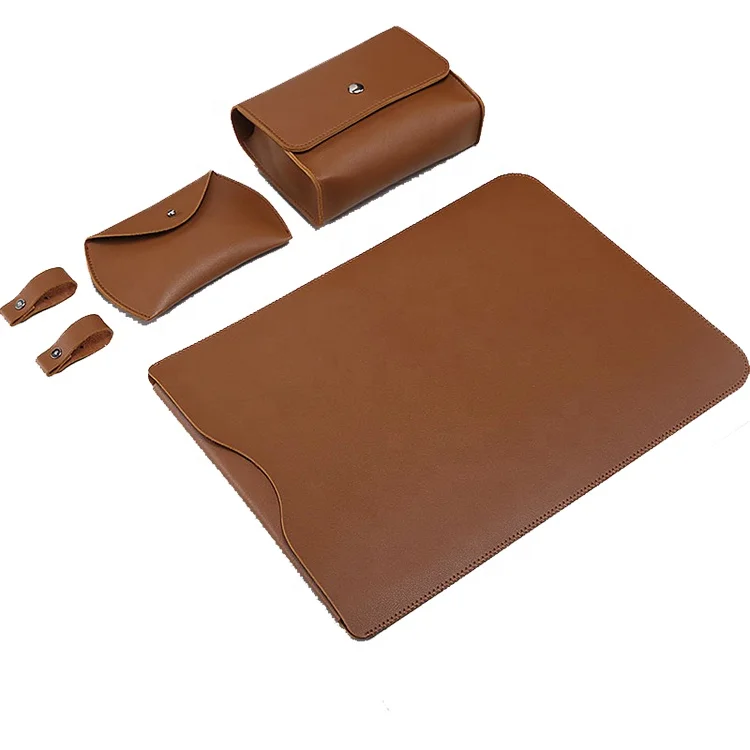 

2020 latest multi-color optional leather laptop case with four-piece accessory