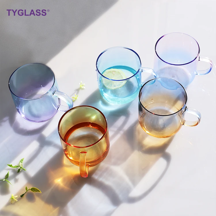 TYGLASS Eco-Friendly Single Layer Borosilicate Tea & Water Glass Cup with Handle Customizable Color Hot Sale Coffee Mug