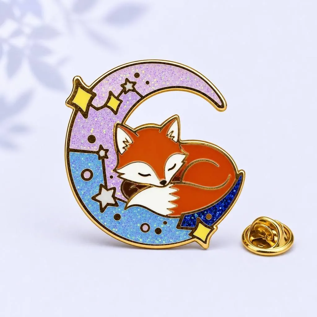 Sleeping Red Fox Enamel Pin