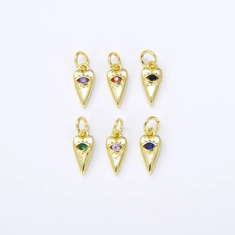 

CZ8248 Real 18k Gold Plated Mini CZ Paved Evil Eyes Heart Charms Pendants for Jewelry Making