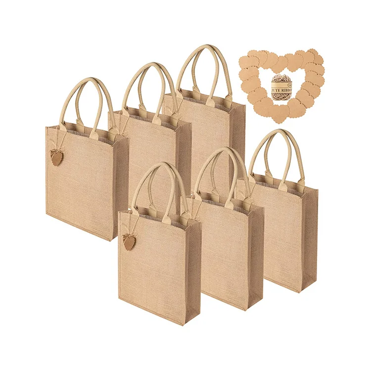 

High quality customize logo promotional waterproof eco friendly recycled large canvas natural organic jute bag with handle, Customized color