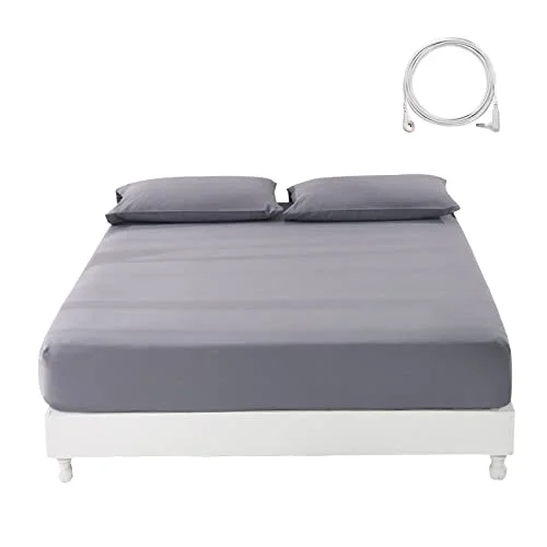5% Silver Fiber Conductive Grounding Bed Sheets with Grounding Cord All Size 95% Cotton Plaid Fitted Sheet for Hotel & Hospital