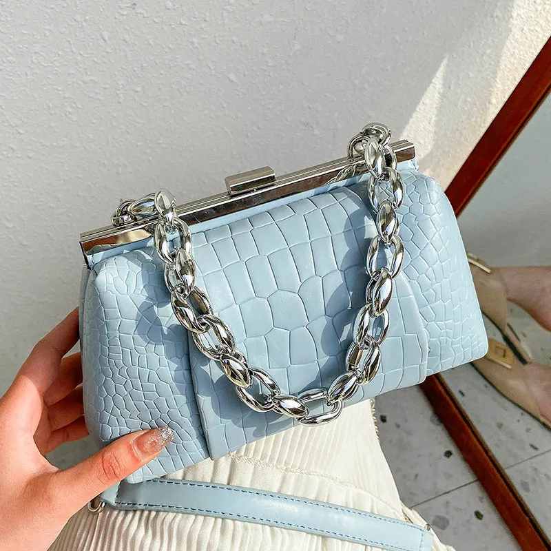 

Fashion vegan leather alligator big chain purse ladies hand bags shoulder crossbody mini handbags for women luxury, 5colors