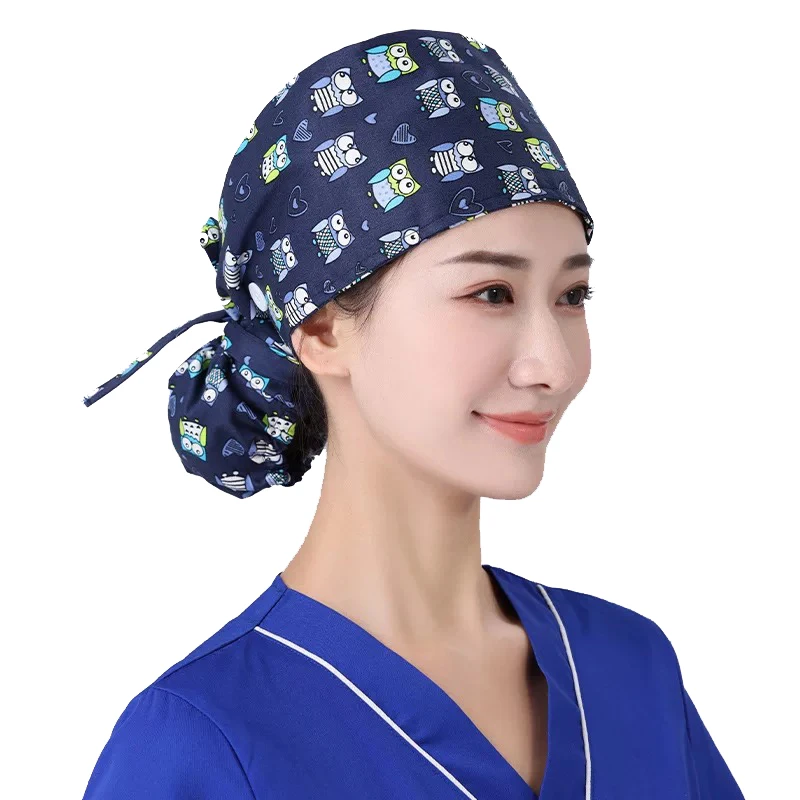 

Scrub Cap With Buttons Ponytail Hat With Sweatband Nurse Accessories, Solid dyed&printed