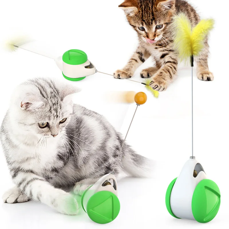 

ZMaker Training Catnip Ball Wheel Rotate Pet Tumbler Stick Feather Puzzle Cat Toy