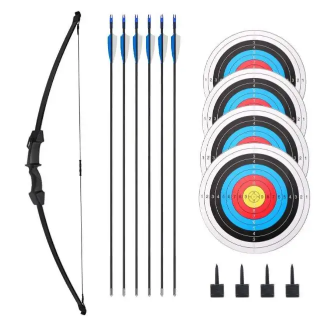 

45" Bow and Arrow Set Hunting Game Target Shooting Toy Gift Takedown Recurve Bow Archery set for kids, Black