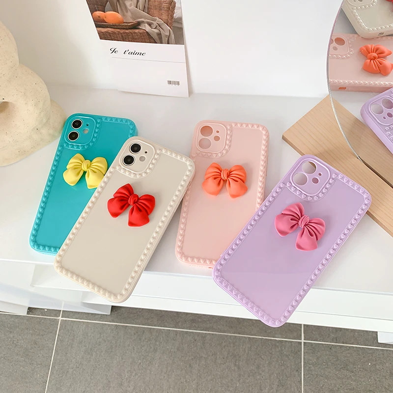 

Pretty Girl's 3D Bowknot Phone Cover for iPhone 12 Pro Max 11 XS Max
