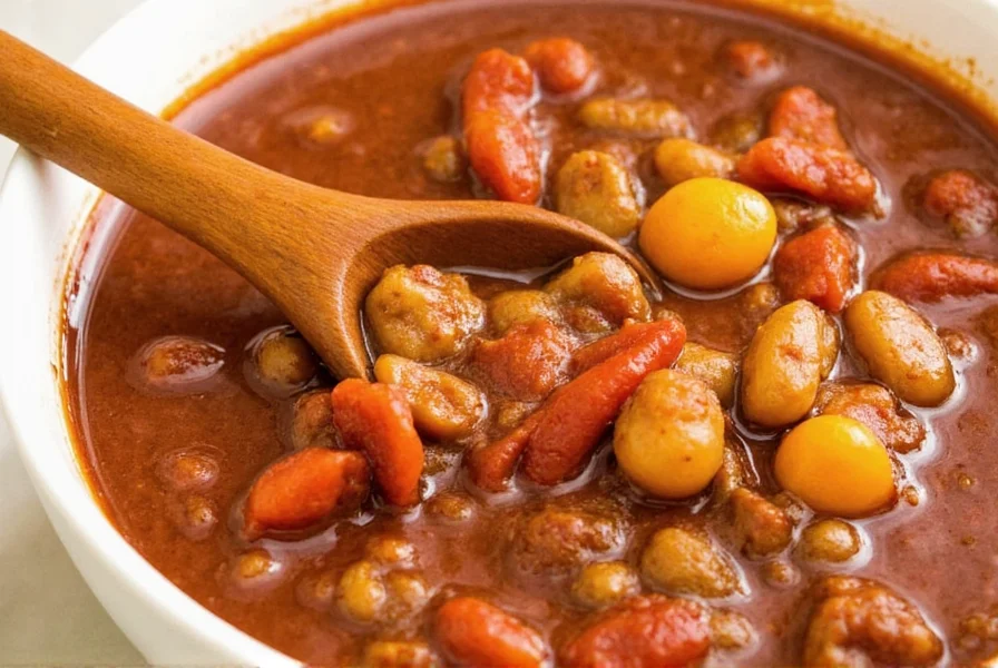 A steaming pot of homemade chili