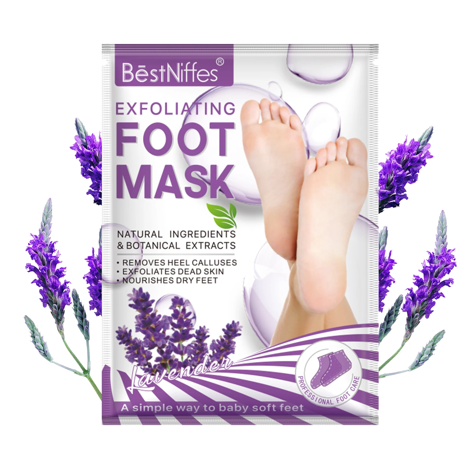 

Wholesale Foot Mask 3 Packs Lavender Aloe Peeling Moisturizing Natural Exfoliating Foot Masks Whitening Mask Nourishing