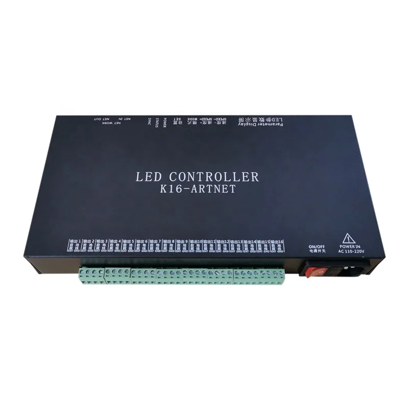 

K8 K16 Artnet 8 16 Ports Addressable Programmable Pixel LED Controller for DMX512 WS2812B WS2811 WS2815 RGB LED Strip Light