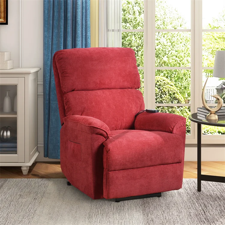 

Living Room Adjustable Home Theater Seating Soft Padding Functional Red Sofa Massage Recliner Chair