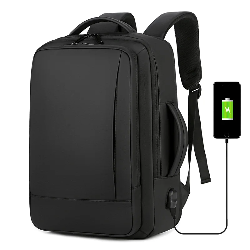 

New Arrival Multifunctional Waterproof Business Travel Nylon Anti Theft Laptop USB Charging Backpack For Mens bag, Black