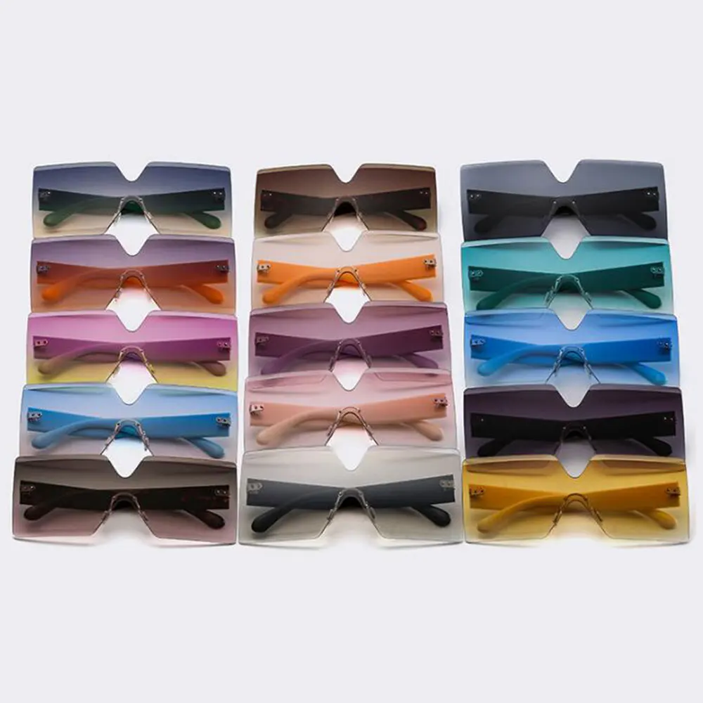 

Fashionable Oversized Square Women Sunglasses 2021 Shades Rimless Sun Glasses 2021, Custom colors