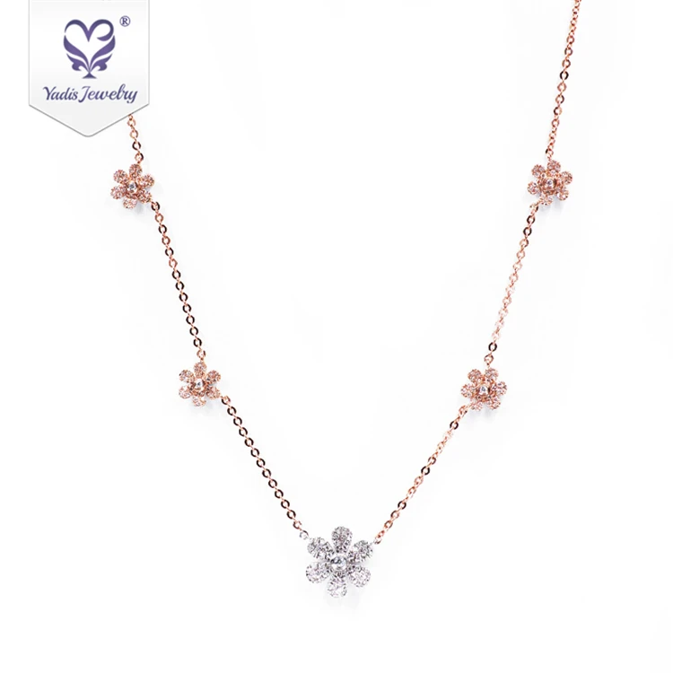 

Yadis european style fashion jewelry flower shape real 14k rose white gold moissanite wedding necklace pendant, Rose gold