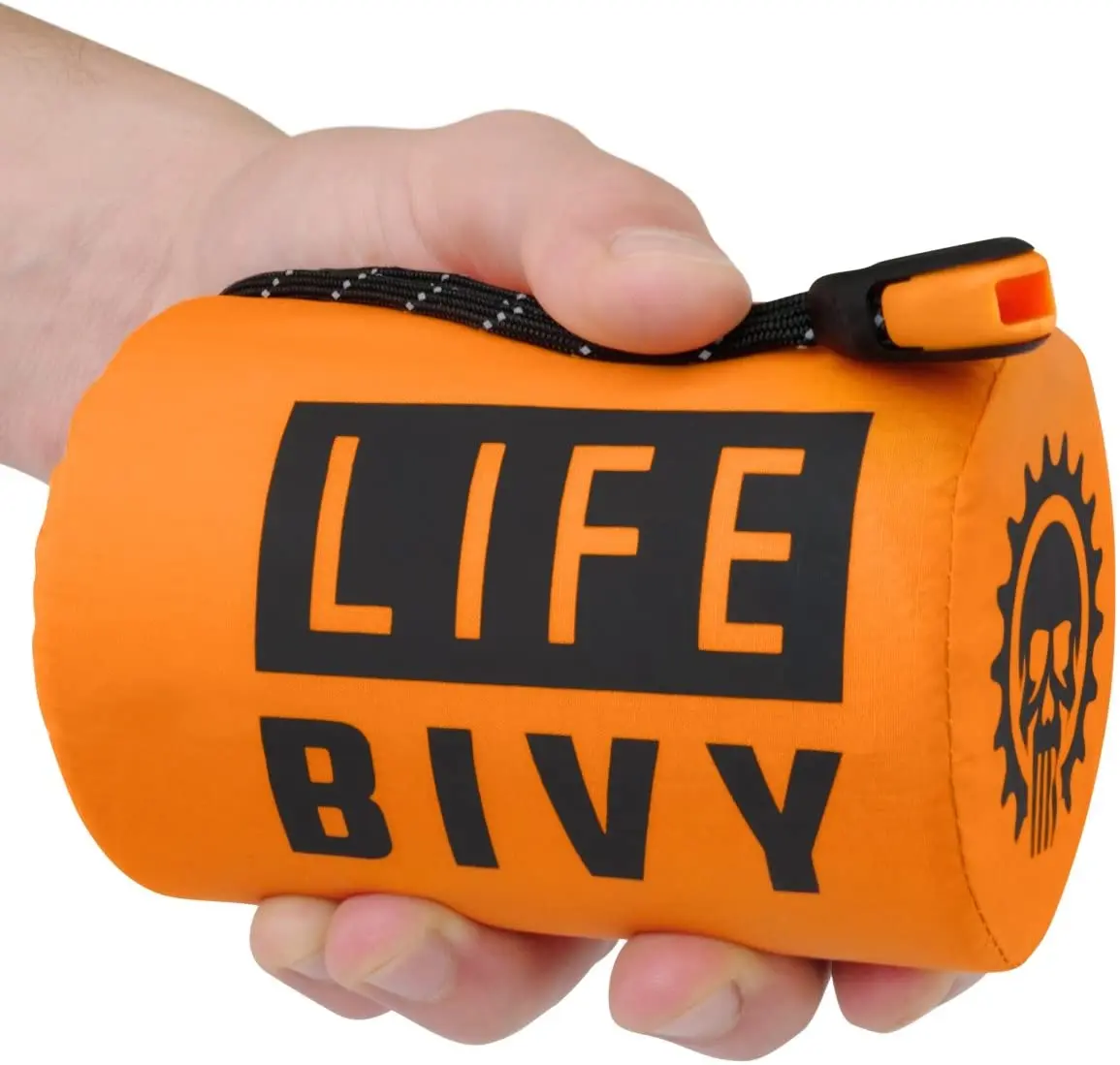 

Emergency Sleeping Bag Aluminum film PE Material Survival Sleeping Bag Emergency with Survival Whistle Orange, Orange/sliver