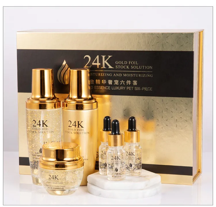 BINGJU cosmetic products 24k gold skin care anti aging brightening set oem private label skincare sets