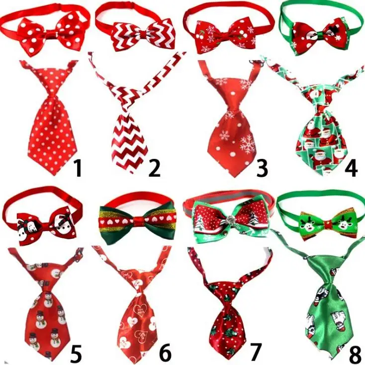 

Christmas Pet Dog Neckties New Year Ties Handmade Adjustable Pet Dog Ties Set Festival Neckties Dog Accessories Supplies, 8 colors
