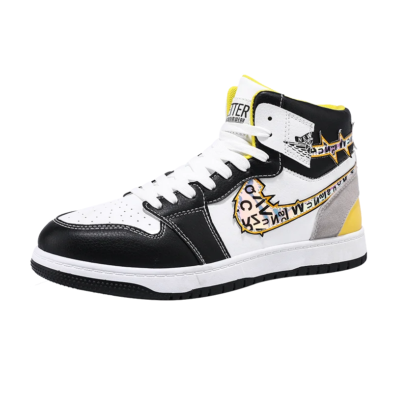 

Ziitop Wholesale High-top Basketball Shoes Men's Creative Graffiti Casual Shoes AJ New Style, White,blue,black