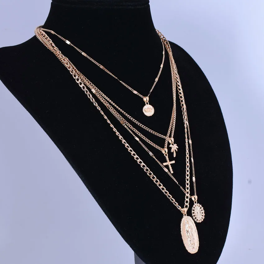 

Fashion personality pendant cool wind relief portrait cross coconut Street Necklace